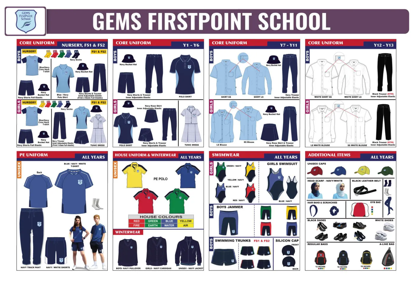 GEMS FirstPoint School uniform requirements chart