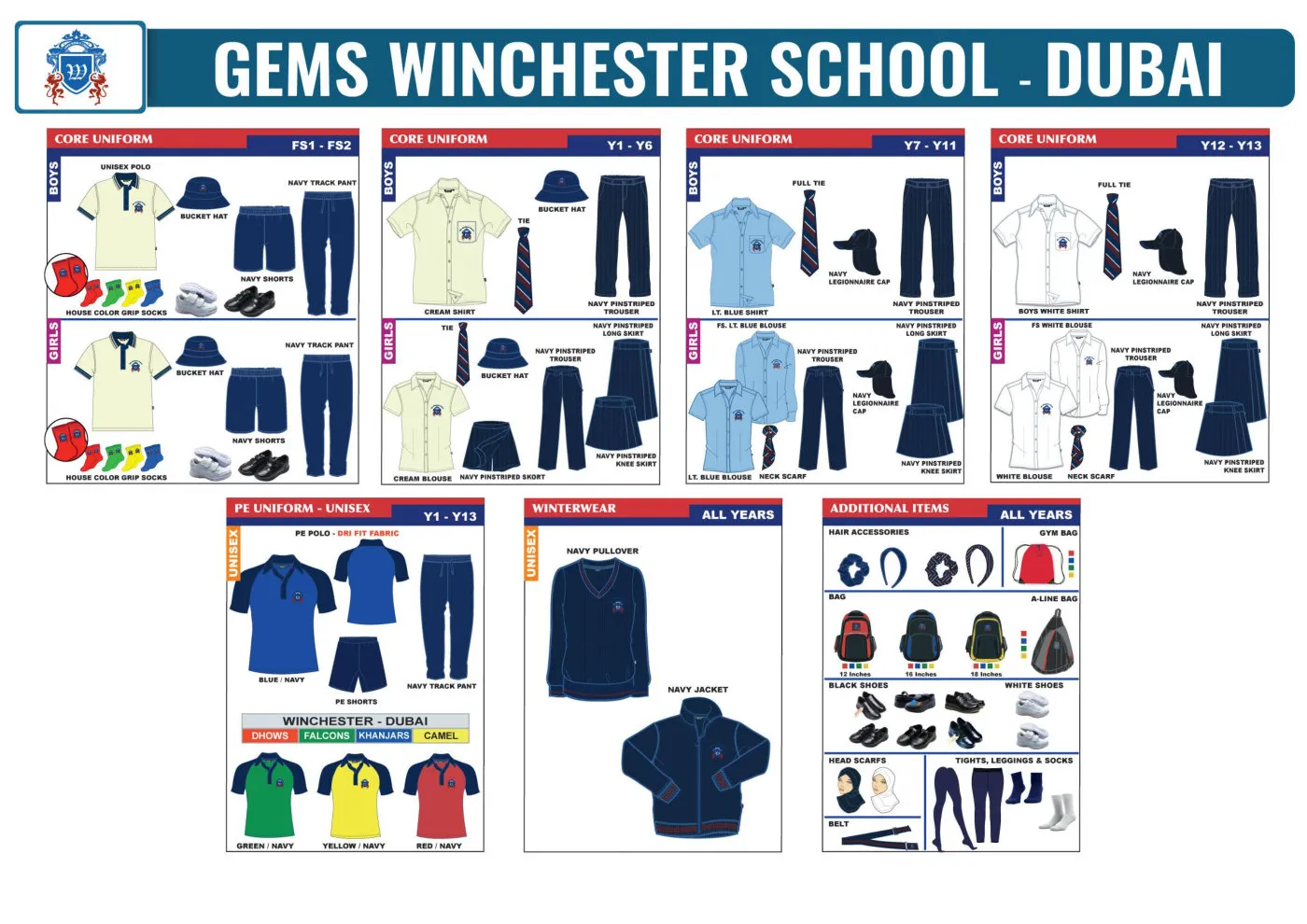 GEMS Winchester School - Dubai uniform requirements chart