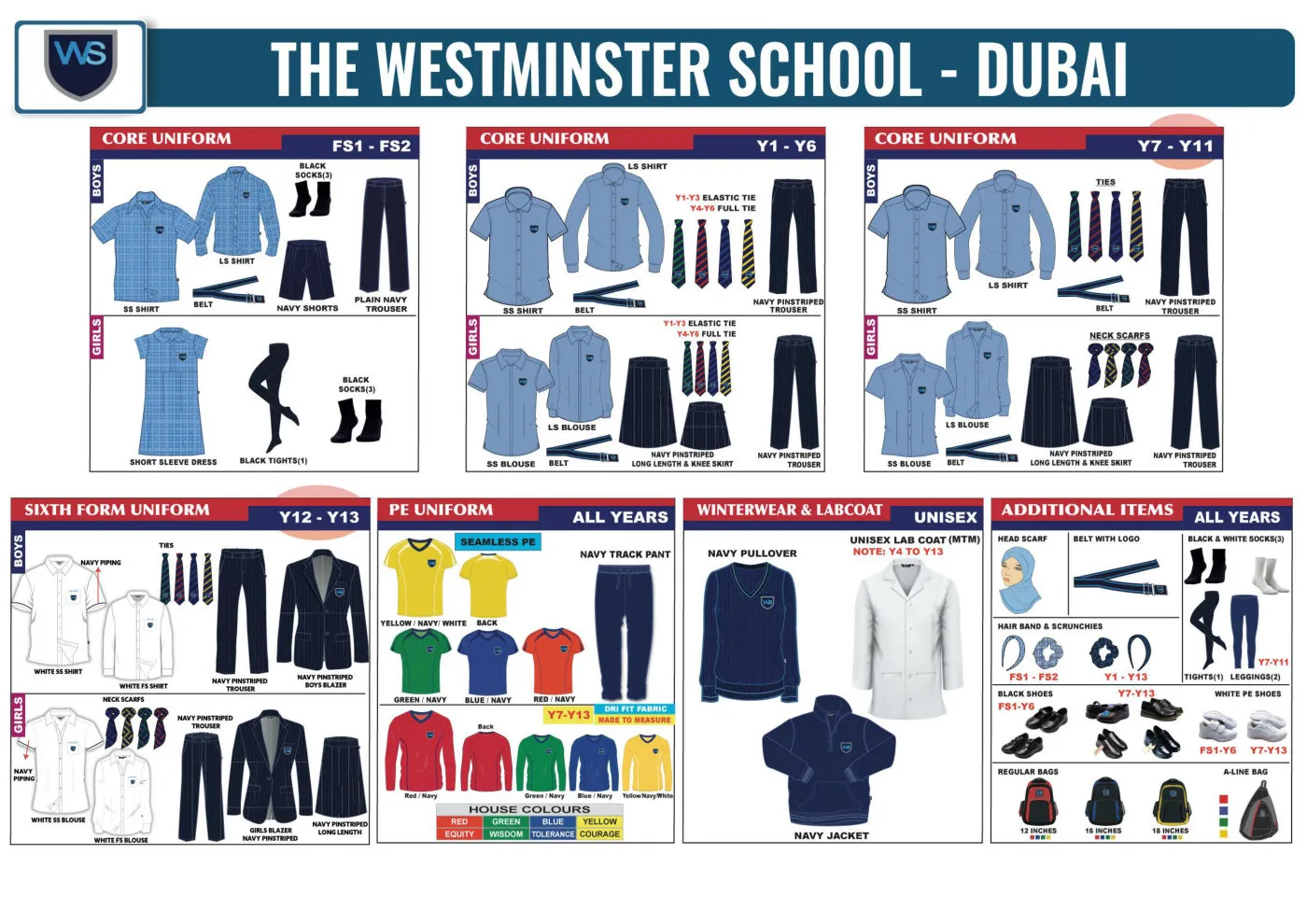 The Westminster School - Dubai uniform requirements chart