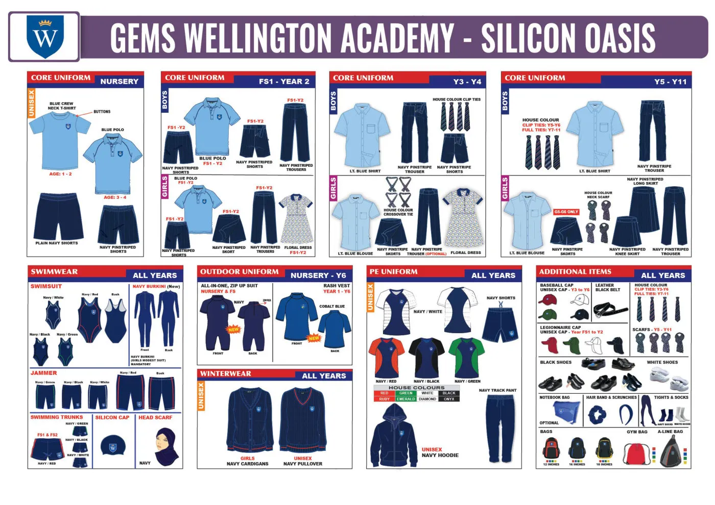 GEMS Wellington Academy - Silicon Oasis uniform requirements chart