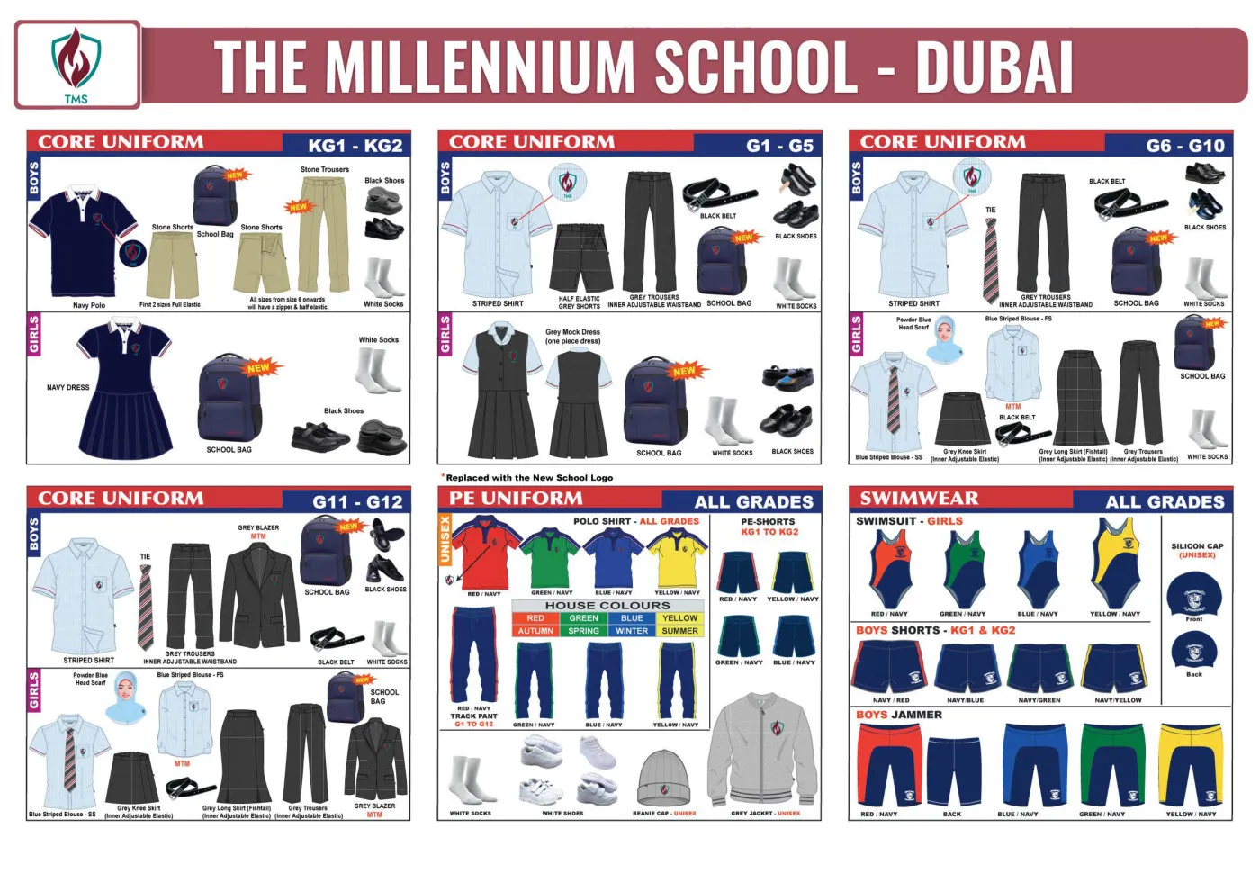 The Millennium School - Dubai uniform requirements chart