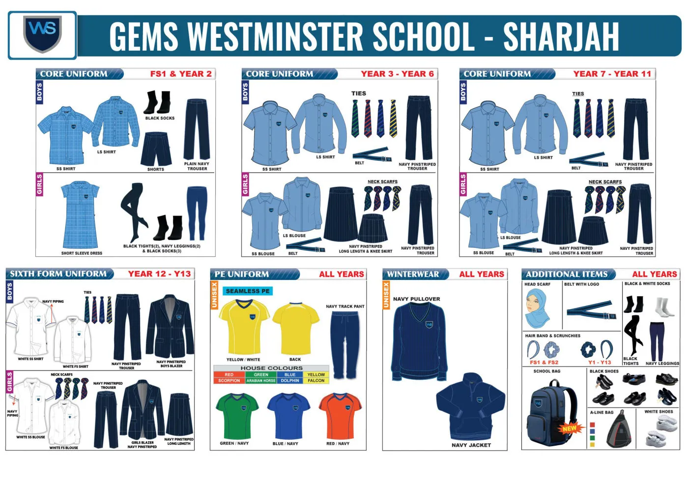 GEMS Westminster School - Sharjah uniform requirements chart