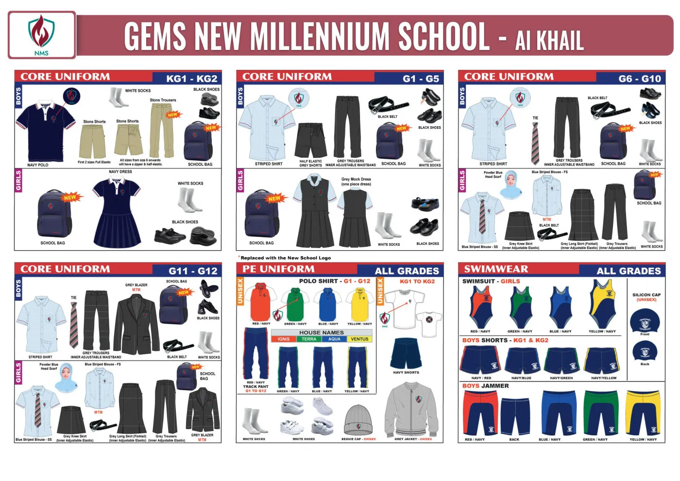 GEMS New Millennium School - Al Khail uniform requirements chart