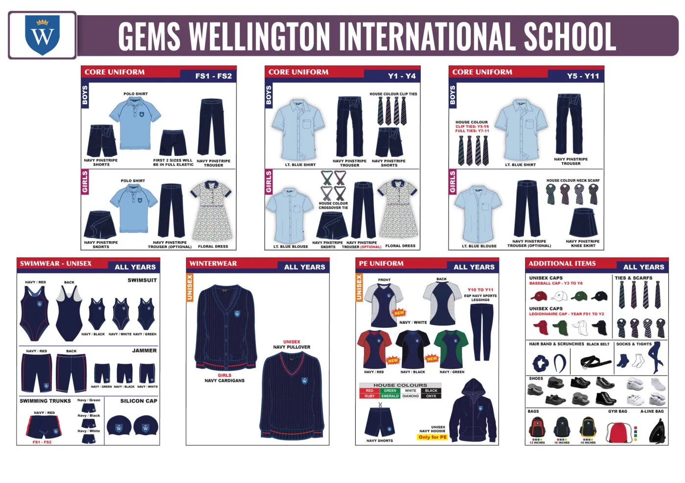GEMS Wellington International School - Dubai uniform requirements chart