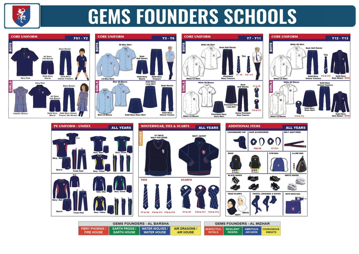 GEMS Founders School - Al Mizhar uniform requirements chart