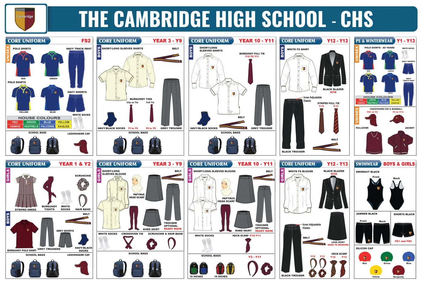The Cambridge High School - Abu Dhabi uniform requirements chart