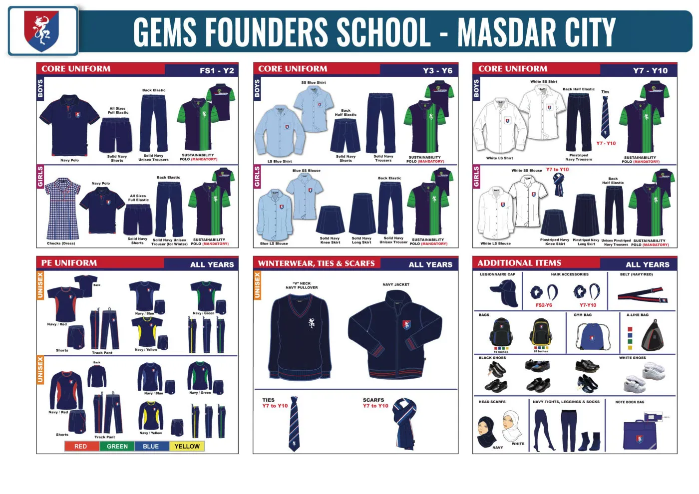 GEMS Founders School - Masdar City uniform requirements chart