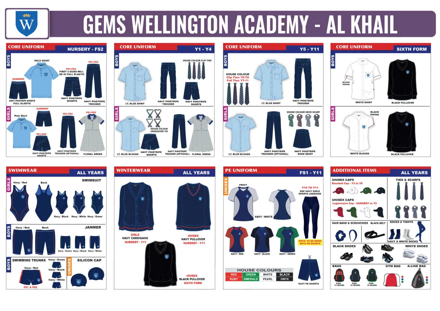 GEMS Wellington Academy - Al Khail uniform requirements chart